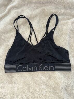 Calvin Klein Black Logo Elastic Strappy Bralette